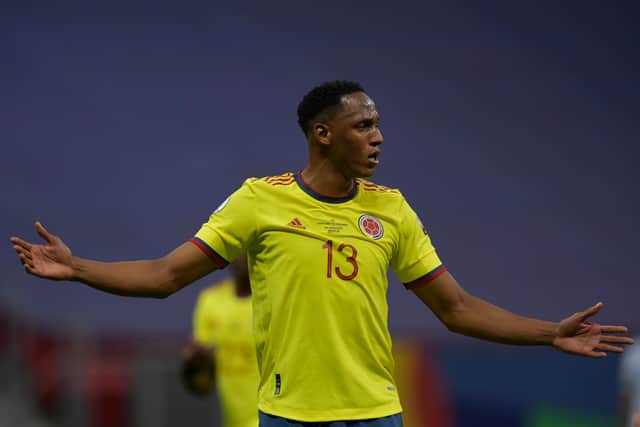 Yerry Mina in action for Colombia at the Copa America. Picture: Pedro Vilela/Getty Images