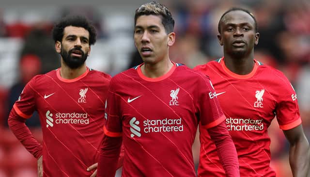 <p>Mohamed Salah, Roberto Firmino and Sadio Mane have netted 309 Liverpool goals between them.</p>