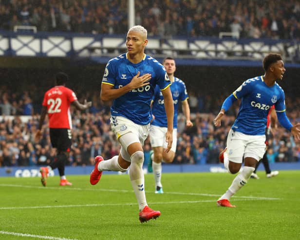 Richarlison celebrates scoring for Everton against Southampton. Picture: Chris Brunskill/ Getty Images 