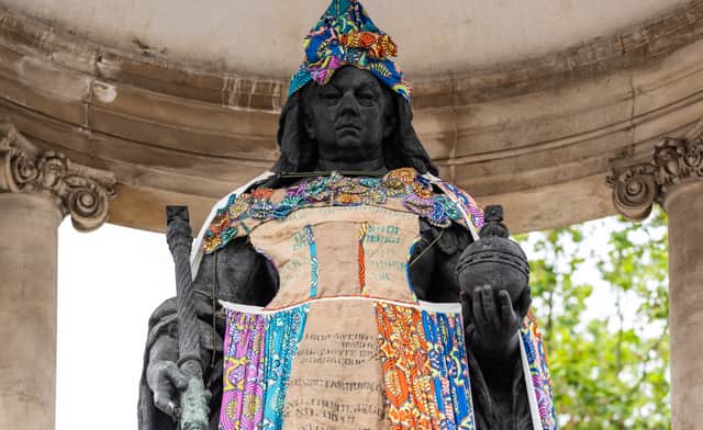 Queen Victoria was redressed as part of Liverpool’s Very Public Art project.