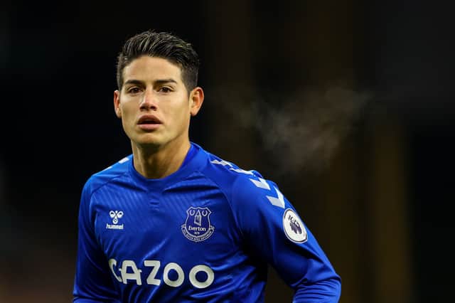 James Rodriguez in action for Everton. Picture: Richard Heathcote/ Getty Images