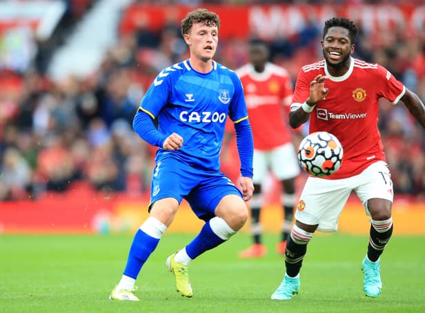 <p>Nathan Broadhead in friendly action against Manchester United. Picture: LINDSEY PARNABY/AFP via Getty Images</p>