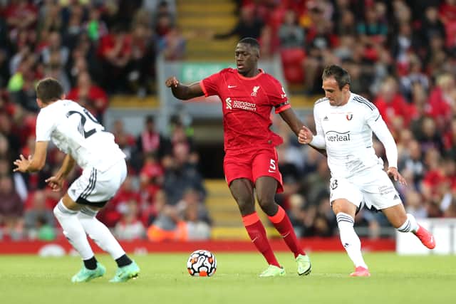 Ibrahima Konate in action for Liverpool during a pre-season friendly against Osasuna. Picture: Lewis Storey/Getty Images