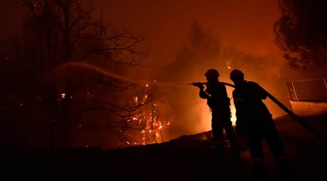 UK  firefighters battle a blaze in Greece. Photo: National Fire Chiefs Council