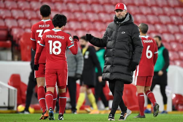 Jurgen Klopp dejected after Liverpool’s loss to Burnley at Anfield last season. Picture: Peter Powell - Pool/Getty Images