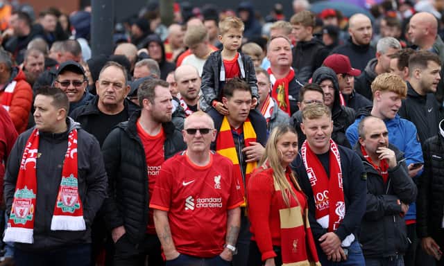 Liverpool fans make their way to Anfield. Picture: Catherine Ivill/ Getty Images 