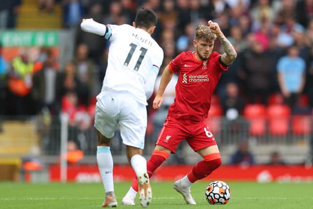 Harvey Elliott in action for Liverpool against Burnley. Picture: Catherine Ivill/ Getty Images 