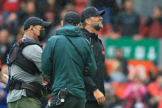 Jurgen Klopp celebrates Liverpool’s defeat of Burnley. Picture:  LINDSEY PARNABY/AFP via Getty Images)