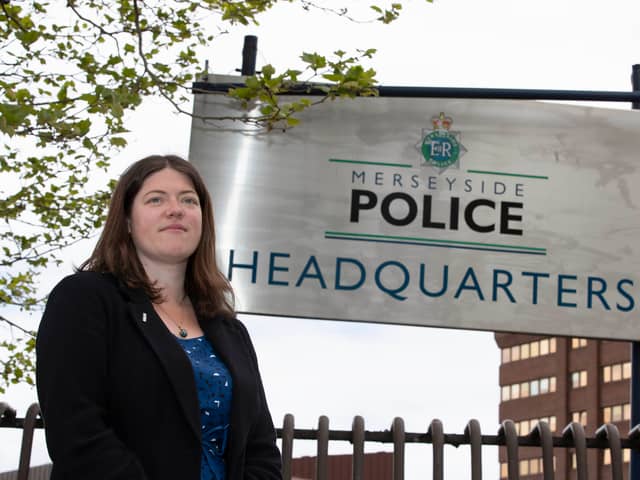 PCC Emily Spurrell in front of Police HQ. Photo: Jason Roberts