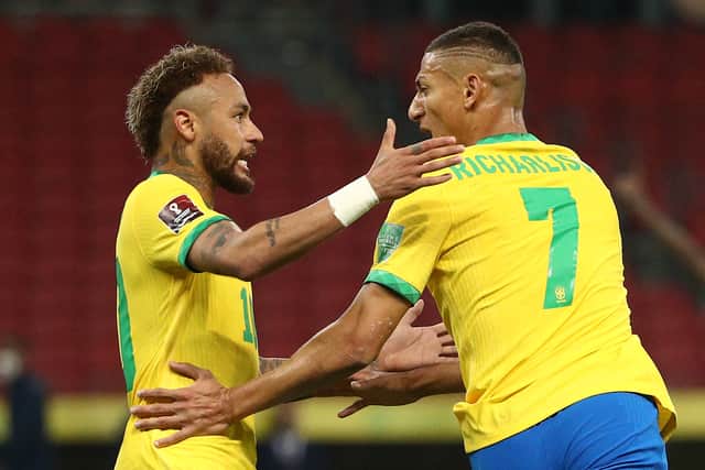 Neymar, left, has reportedly recommended PSG to sign Richarlison. Picture: Buda Mendes/Getty Images