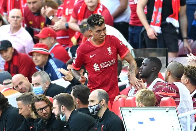 Liverpool striker Roberto Firmino limped off against Chelsea. Picture:  Michael Regan/Getty Images