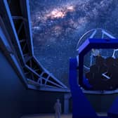 A 3D render of inside the enclosure showing the telescope structure during a typical night’s observing. Image: Kinsonov Architects / LJMU.