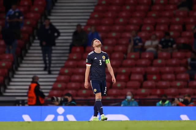 Andy Robertson’s Scotland fell to defeat against Denmark. Picture: Lee Smith - Pool/Getty Images)