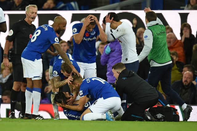 Everton’s Andre Gomes suffered a serious ankle injury in November 2019 but made a full recovery Picture: OLI SCARFF/AFP via Getty Images
