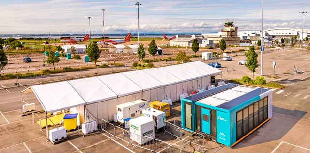 The testing centre at Liverpool John Lennon Airport.