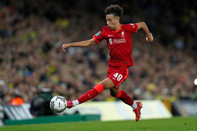 Kaide Gordon on the ball at Norwich. Picture: ADRIAN DENNIS/AFP via Getty Images