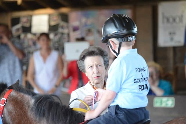 Princess Anne meets a young rider in Formby.
