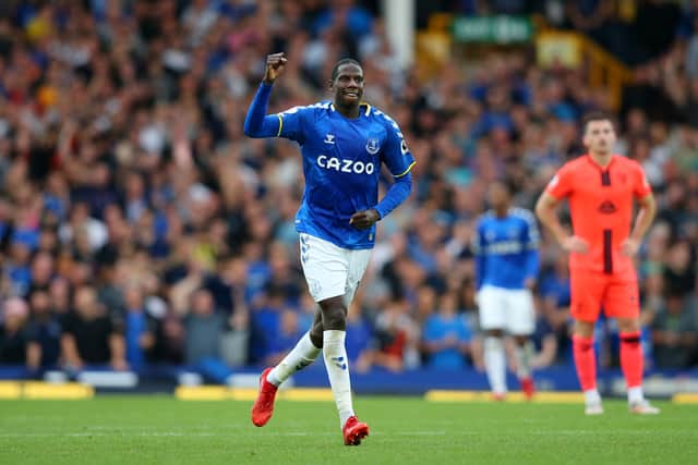 Abdoulaye Doucoure celebrates scoring for Everton against Norwich. Picture: Alex Livesey/Getty Images