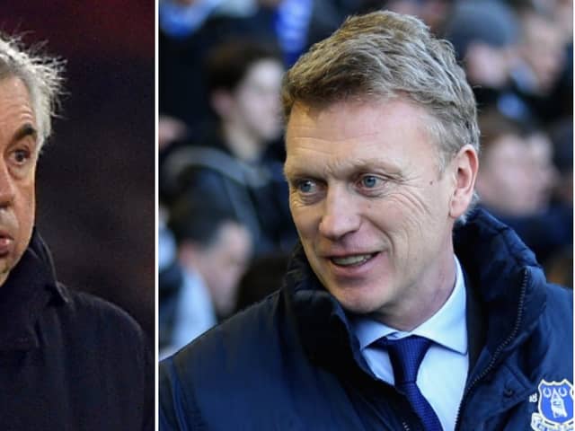 Carlo Ancelotti, left, and David Moyes. Picture: Getty Images
