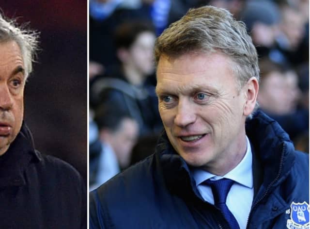 Carlo Ancelotti, left, and David Moyes. Picture: Getty Images