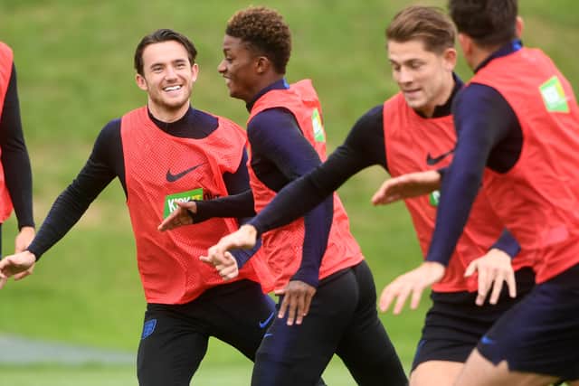 Demarai Gray, centre, during England training in September 2018. Picture: Michael Regan/Getty Images