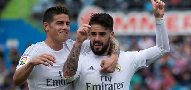 James Rodriguez and Isco during their time together at Real Madrid. Picture: Gonzalo Arroyo Moreno/Getty Images