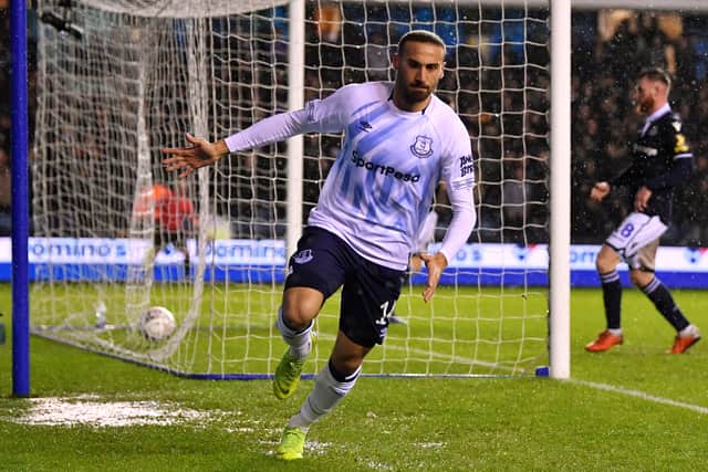 Cenk Tosun celebrates scoring for Everton against Millwall. Picture: Justin Setterfield/Getty Images