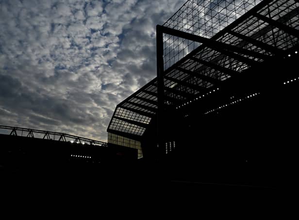 <p>Anfield silhouetted against the sky. Photo: Michael Regan/Getty Images</p>