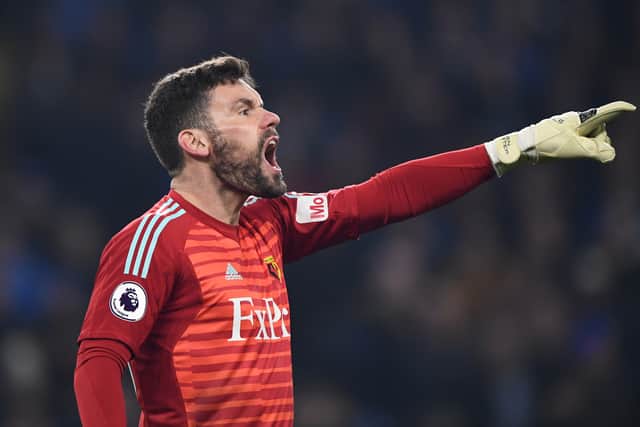 Watford Goalkeeper Ben Foster reacts during the Premier League match (Photo by Stu Forster/Getty Images)