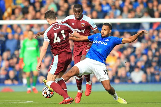 Salomon Rondon in action for Everton against West Ham. Picture:  LINDSEY PARNABY/AFP via Getty Images