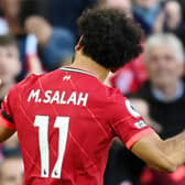 Mo Salah celebrates scoring for Liverpool against Man City. Picture: Michael Regan/Getty Images