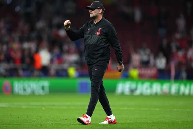 Jurgen Klopp celebrates Liverpool’s victory over Atletico Madrid. Picture: Angel Martinez/Getty Images