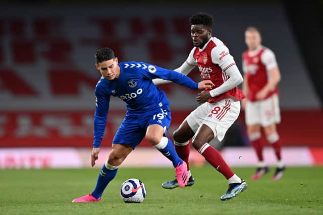 James Rodriguez in action for Everton against Arsenal. Picture: Justin Setterfield/Getty Images