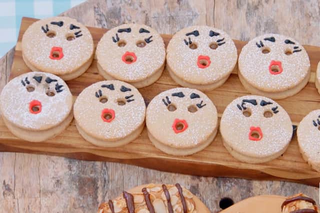 Lizzie’s gave her Cheeky Boys biscuits eyelashes and lipstick. Photo: @BritishBakeOff/twitter