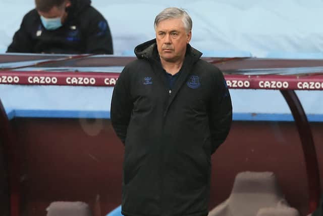 Former Everton boss Carlo Ancelotti. Picture: LINDSEY PARNABY/POOL/AFP via Getty Images