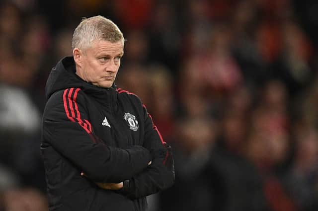  Ole Gunnar Solskjaer cuts a frustrated figure during Man Utd’s heavy loss to Liverpool. Picture: OLI SCARFF/AFP via Getty Images