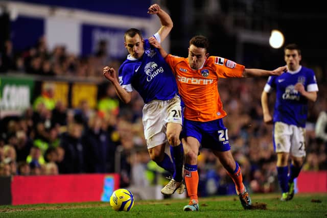 Jose Baxter in action for Oldham against Everton in February 2013. Picture:  Stu Forster/Getty Images