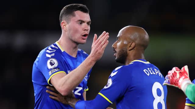 Everton defender Michael Keane was involved in several arguments with team-mates in the loss to Wolves. Picture: Naomi Baker/Getty Images