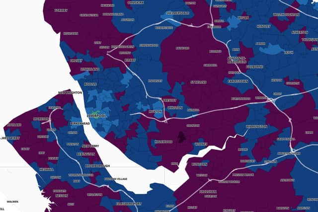 A map of COVID-19 hotspots in the Liverpool City Region. Image: Gov.uk