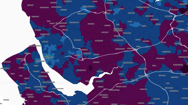 A map of COVID-19 hotspots in the Liverpool City Region. Image: Gov.uk