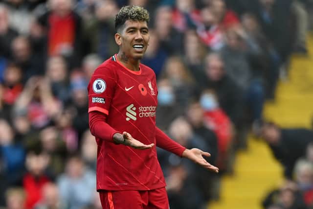 Roberto Firmino is out injured with a hamstring injury. Picture: PAUL ELLIS/AFP via Getty Images