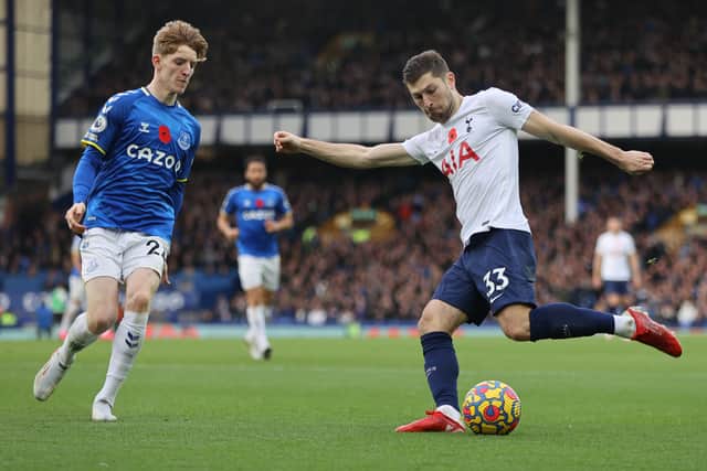 Everton’s Anthony Gordon in action against Tottenham. Picture: Clive Brunskill/Getty Images
