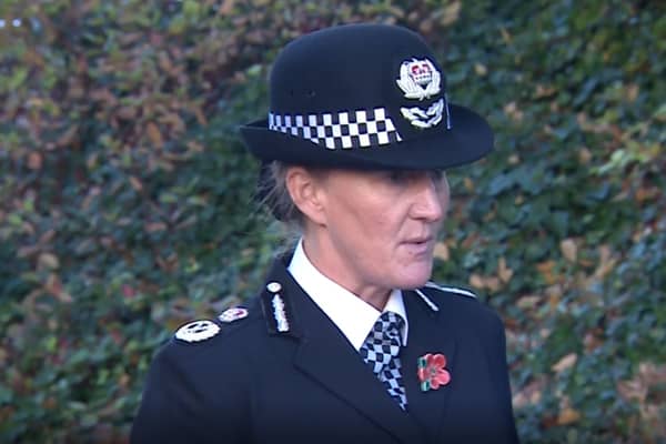 Chief Constable Serena Kennedy speaking at a media conference.