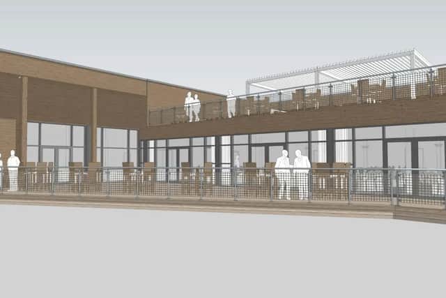 An artist’s impression of the new decking area at Crosby Lakeside Adventure Centre.