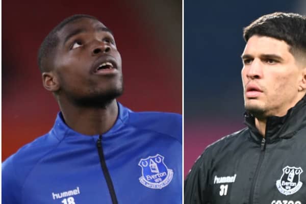 Everton loanees Niels Nkounkou and Joao Virginia. Pictures: Getty Images