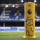 LIVERPOOL, ENGLAND - OCTOBER 19:  Support for 'Children in Need' is seen around the stadium prior to the Premier League match between Everton FC and West Ham United at Goodison Park on October 19, 2019 in Liverpool, United Kingdom. (Photo by Ian MacNicol/Getty Images)