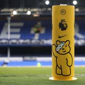 LIVERPOOL, ENGLAND - OCTOBER 19:  Support for 'Children in Need' is seen around the stadium prior to the Premier League match between Everton FC and West Ham United at Goodison Park on October 19, 2019 in Liverpool, United Kingdom. (Photo by Ian MacNicol/Getty Images)