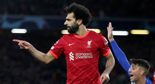 Mo Salah celebrates scoring for Liverpool in their 2-0 win over Porto last week. Picture: Clive Brunskill/Getty Images