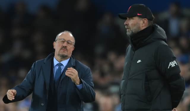 Everton boss Rafa Benitez and Liverpool boss Jurgen Klopp. Picture: Laurence Griffiths/Getty Images