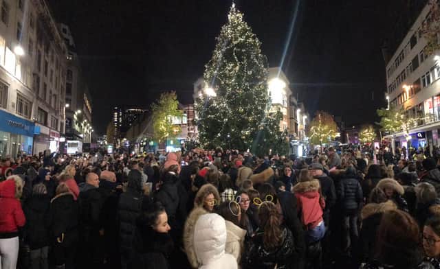 <p>People gather for the Ava White vigil in Liverpool city centre. Image: @lpoolcouncil/twitter</p>